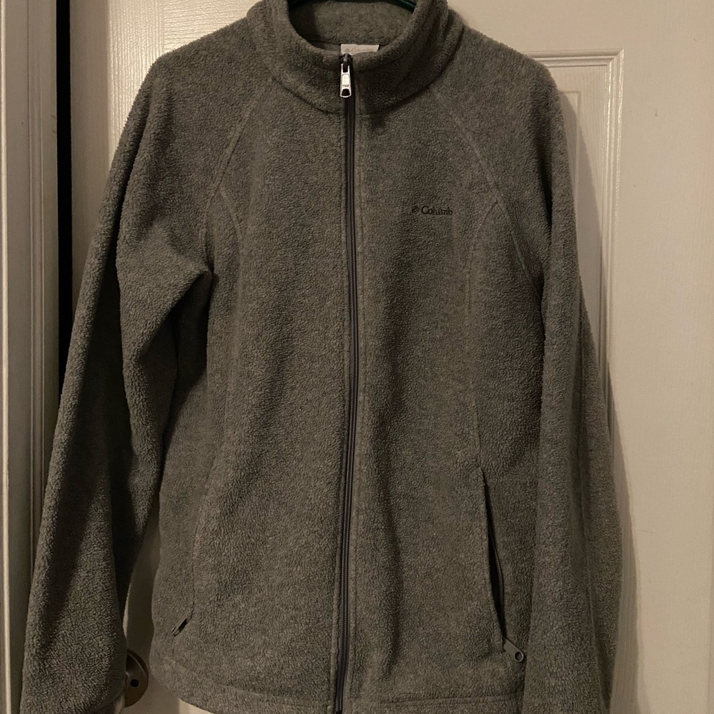 Columbia Jacket Women Extra Large Gray Fleece Sweater Coat Layer Full Zip Ladies